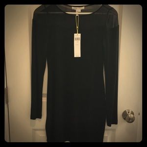 BCBGeneration, Sheer Long Sleeve Dress, Black